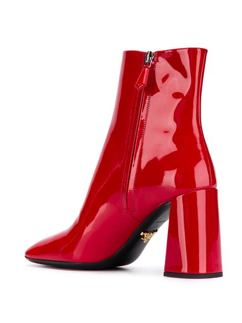 prada red patent leather boots|prada ankle length leather boots.